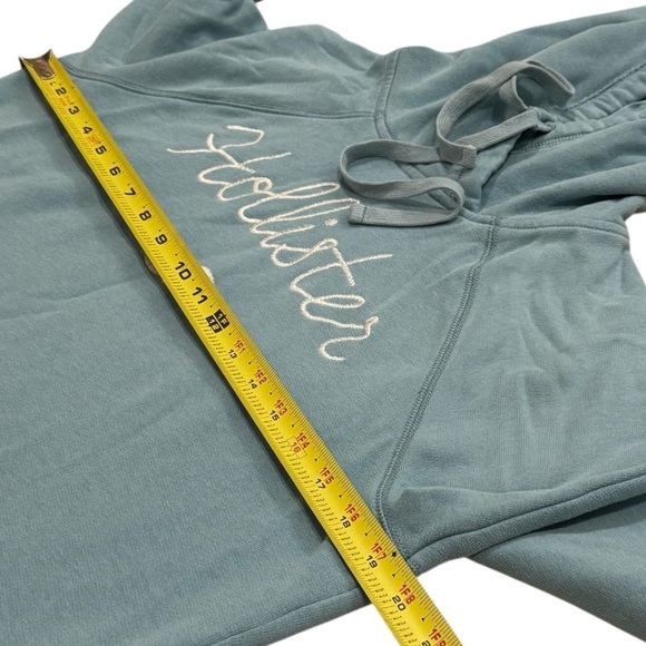 Y2K Hollister Baby Blue Spellout Hoodie Academia Collegiate Comfy Size M - Picture 9 of 10